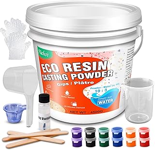 Eco Resin Casting Powders 4500g - Water Activated Plaster Powder, Easy Mixing & Self Leveling, Fast Cured 20~30 Minutes Demold, Resincrete Powder for DIY Crafts, Home Art, Sculpture & Molds