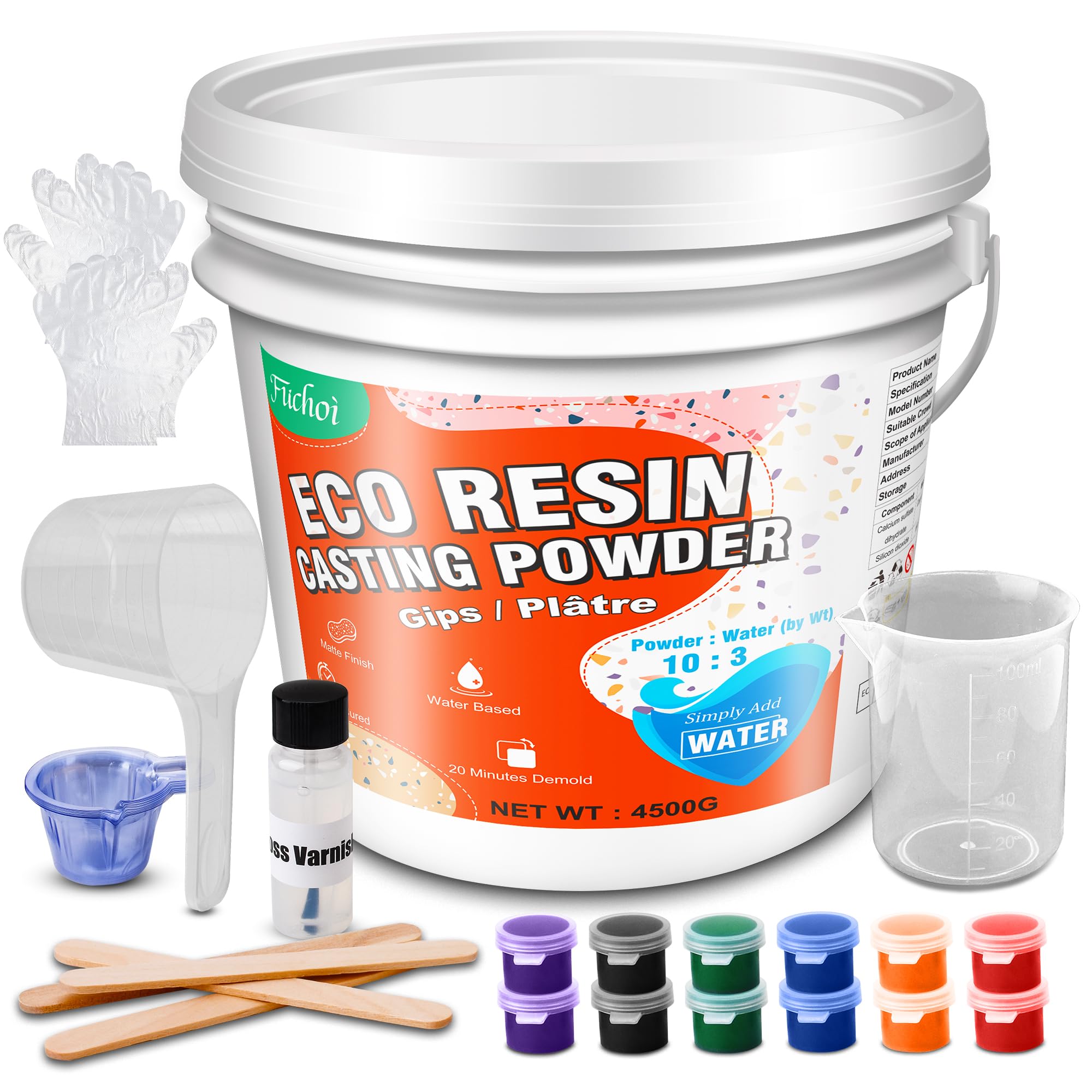 Eco Resin Casting Powders 4500g - Water Activated Plaster Powder, Easy Mixing & 