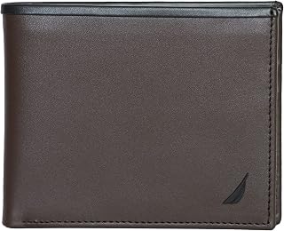 Nautica Men's Bifold Leather Wallet | RFID Blocking | ID Window | Card Slots | Organization | Durable | Stylish