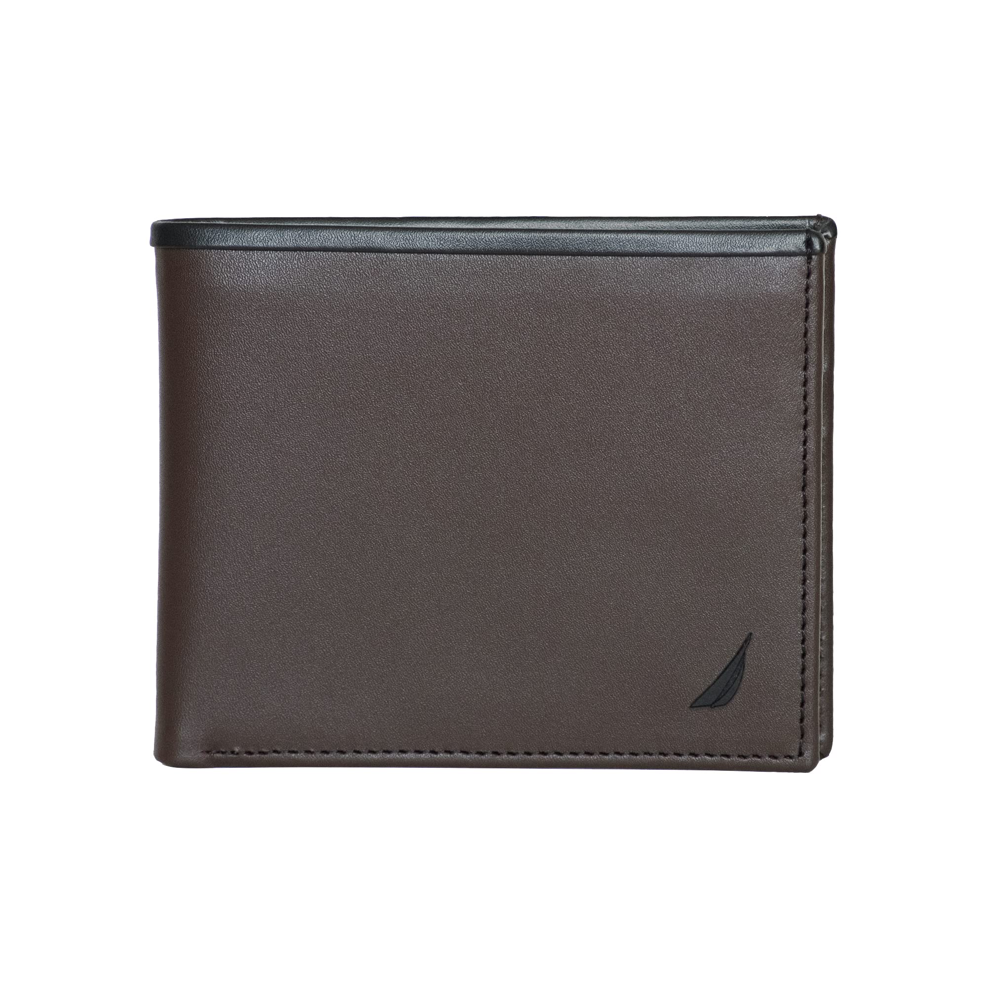 Nautica Men's Bifold Leather Wallet | RFID Blocking | ID Window | Card Slots | O