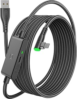 INIU 5m VR Link Cable with Separate Charging Port, USB 3.0 to USB C Cable | USB 3.0 High Speed & Charging, Compatible for Virtual Reality Headset, Meta Quest 3S, Quest Pro, Pico 4, Steam VR, Gaming PC