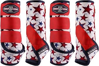 Harrison Howard 4-Pack Horse Sport Boots, Protective Horse Boots | Front & Hind Shock-Absorbing Boots, All-Round Lower Limb Protection & Support, for Endurance Training & Riding