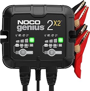 NOCO GENIUS2X2 6/12V 2-Bank Battery Charger, Trickle Charger & Maintainer | Charges 2 Batteries at Once, Overcharge Protection, Desulfator, Temperature Compensation, Force Mode, For Lead-Acid & Lithium