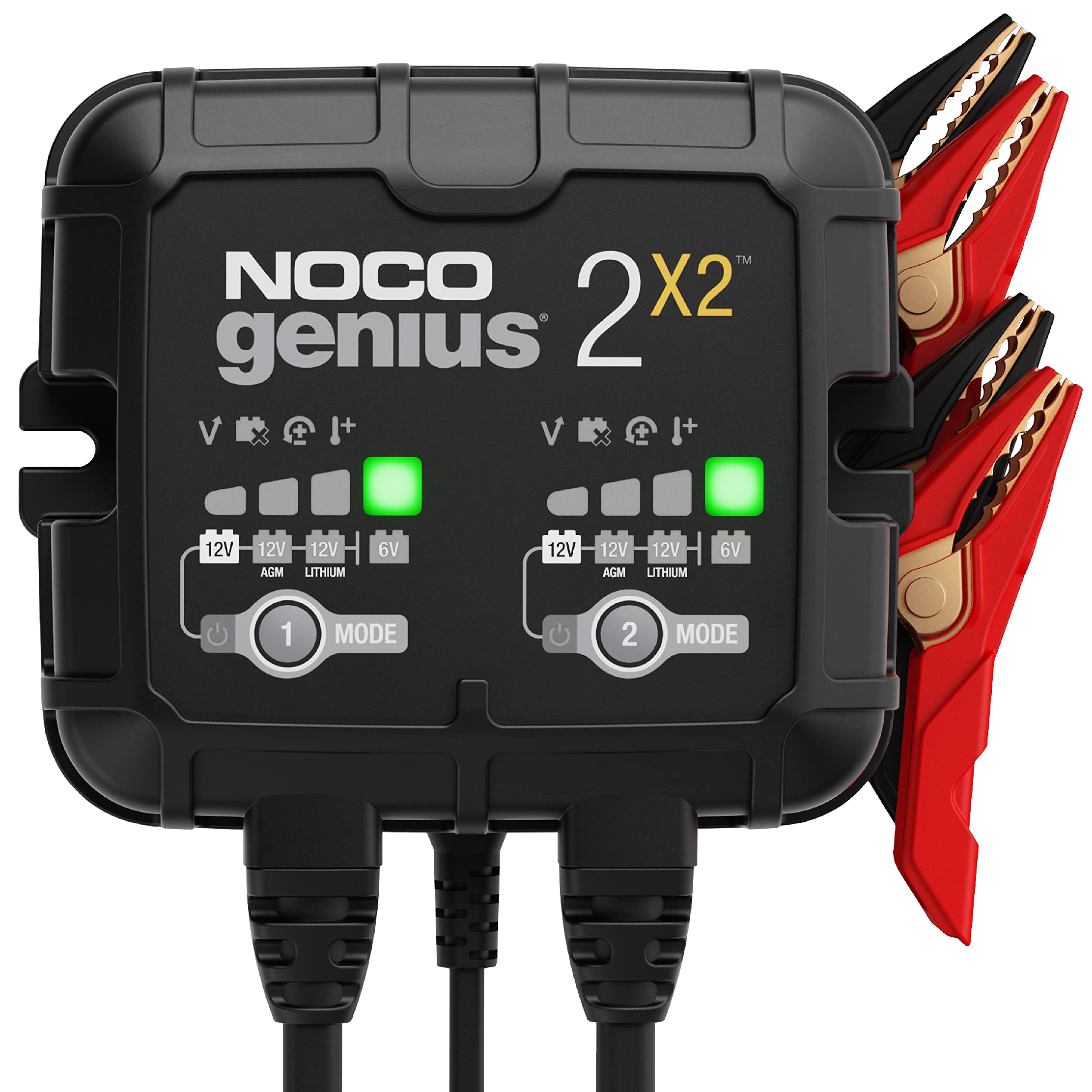 NOCO GENIUS2X2 6/12V 2-Bank Battery Charger, Trickle Charger & Maintainer | Char