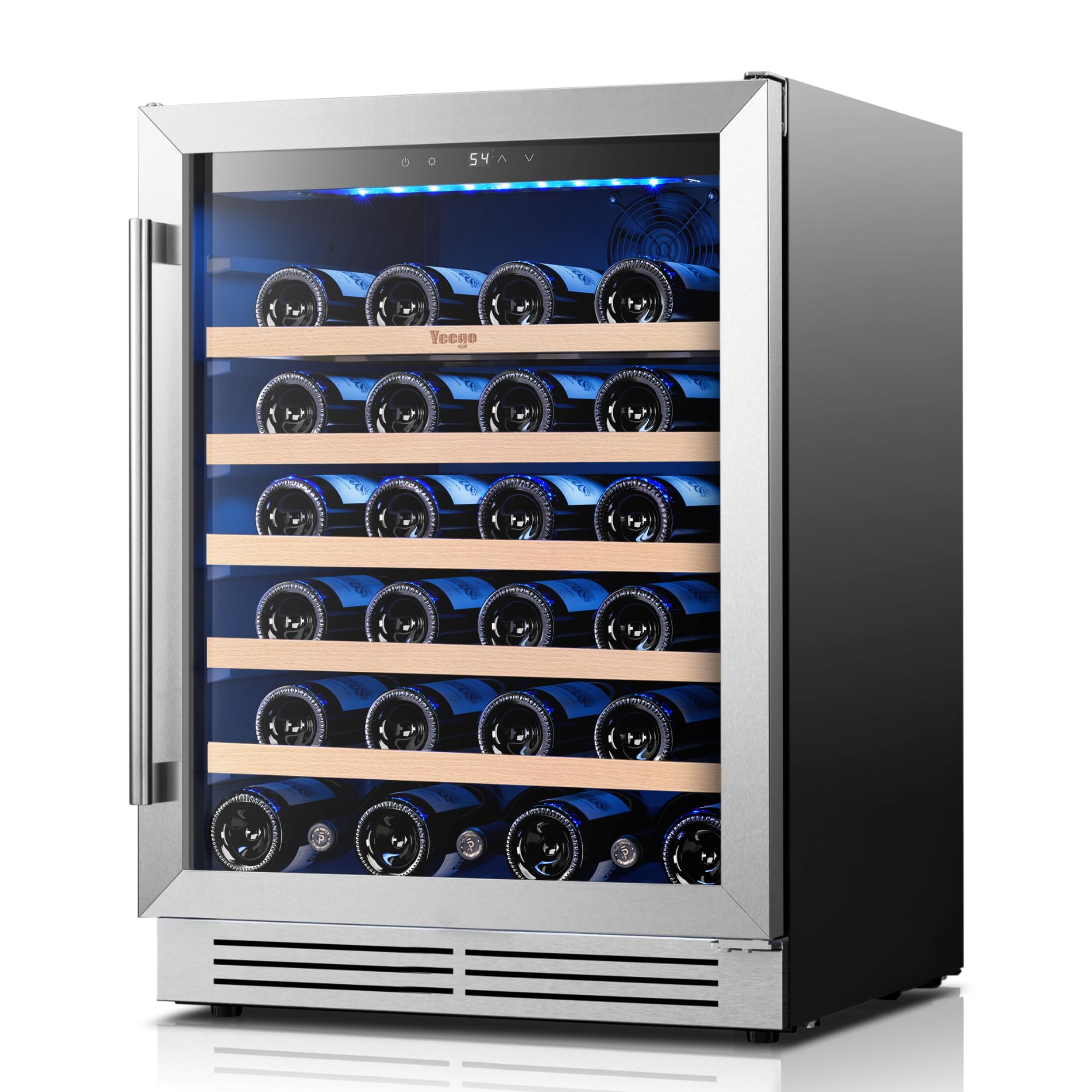 Yeego 24 Inch Wine Fridge, 52 Bottle Wine Cooler with Right-Hinged | Built-In or