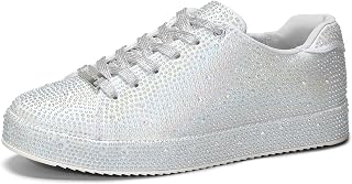 LUCKY STEP Women's Platform Rhinestone Sneakers
