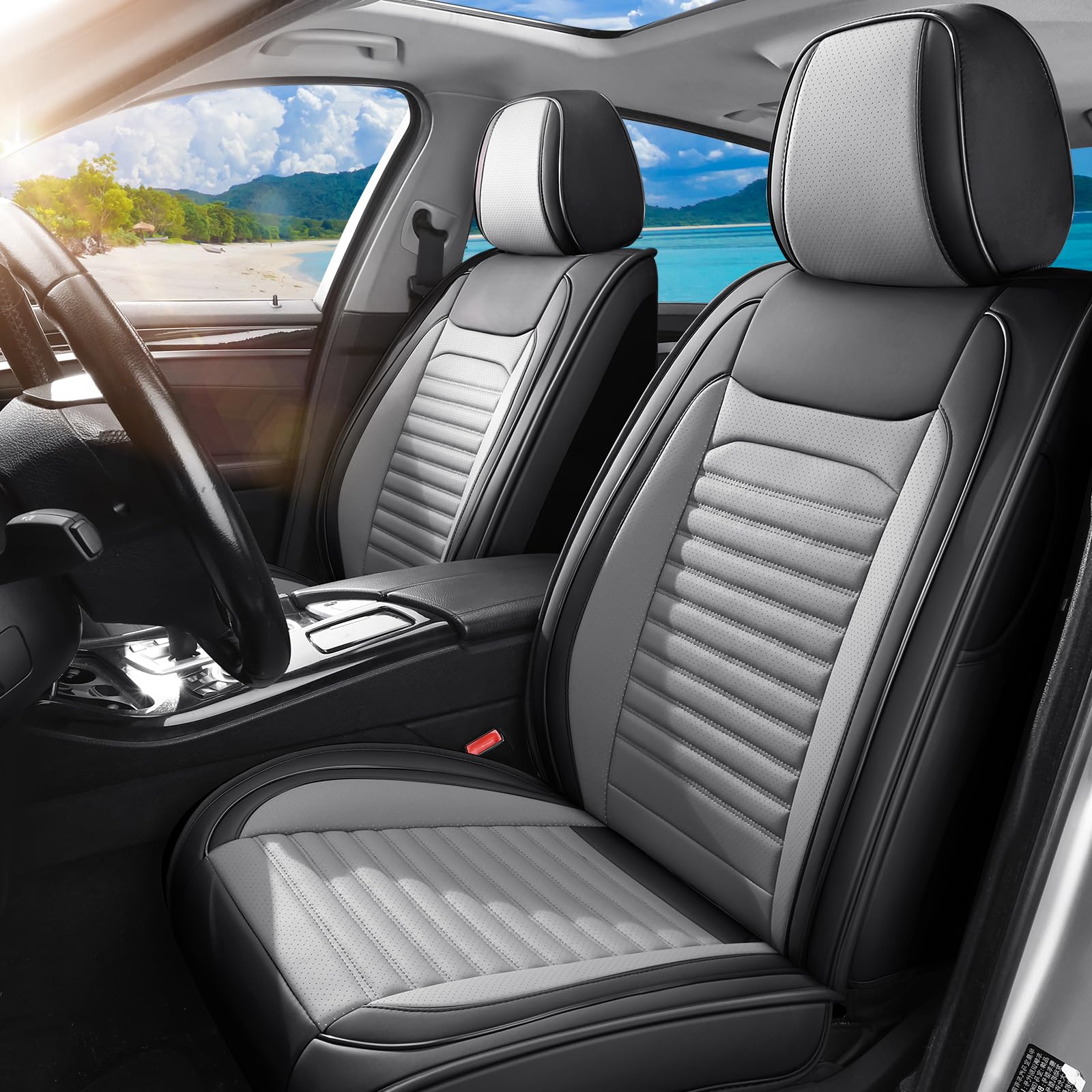 Front Car Seat Covers Fit for Toyota Yaris 2007-2020, Black&Gray