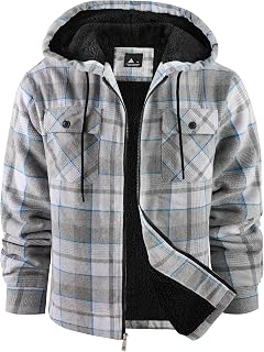 SwissWell Men Shirt Jacket Plaid Flannel Plaid Thick Lining Plush Casual Lined Men Hoodie Jacket Winter