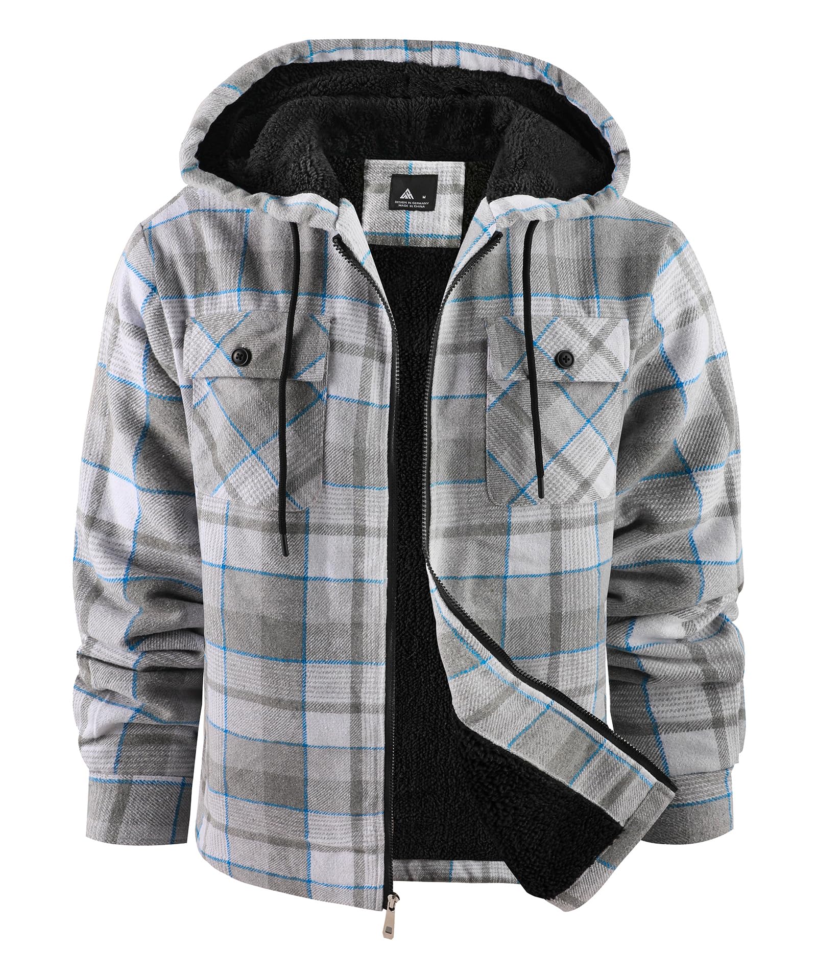 SwissWell Men Shirt Jacket Plaid Flannel Plaid Thick Lining Plush Casual Lined M