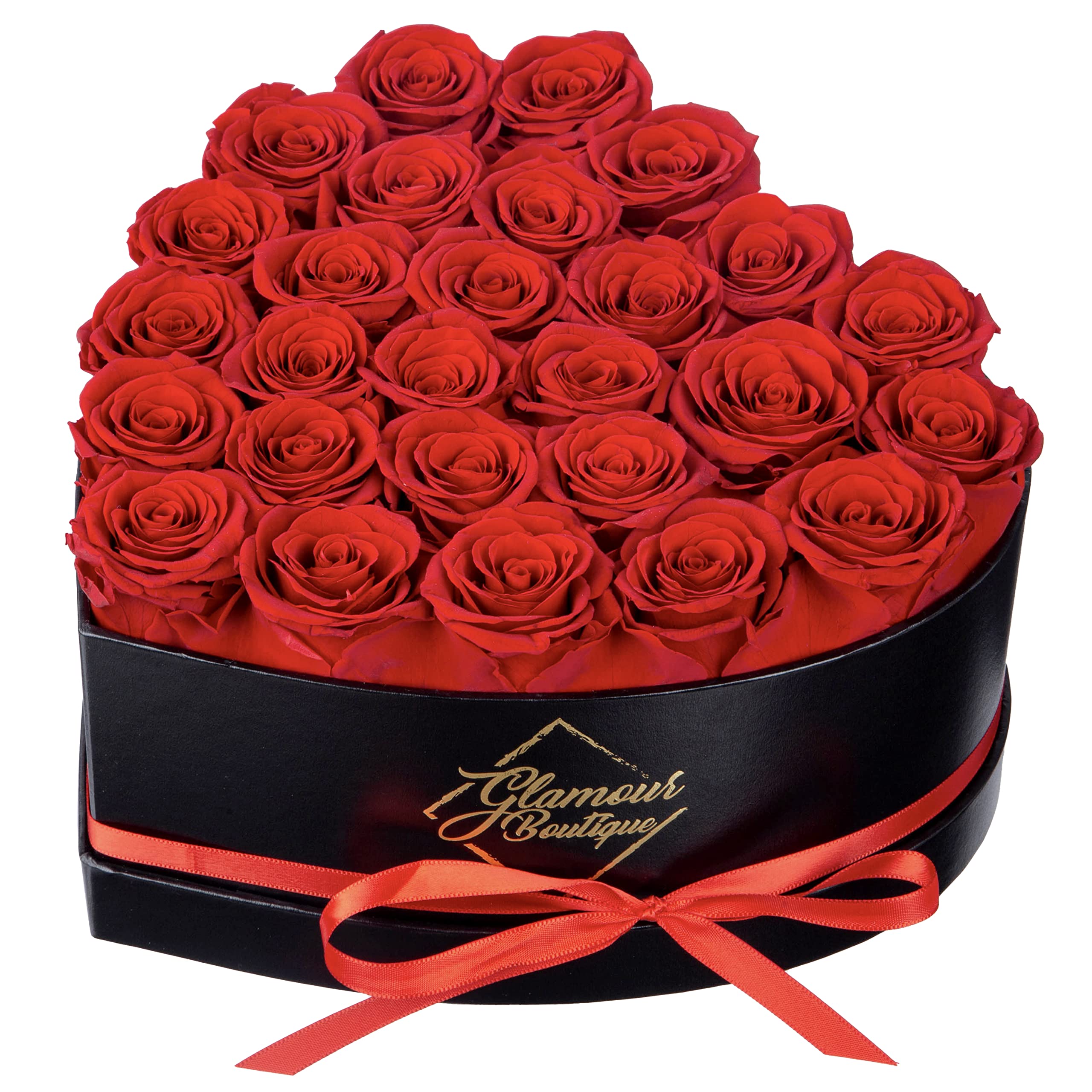 GLAMOUR BOUTIQUE Preserved Flowers, 27 Forever Red Roses in Heart Gift Box | Lux
