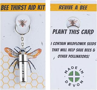 Bee Revival Kit for Saving Tired Bees – Bee Rescue Keyring Gift for Women – Eco-Friendly Plantable Seed Paper Packaging – Rose Gold, Green, Blue, Red, Black, Gold & Silver