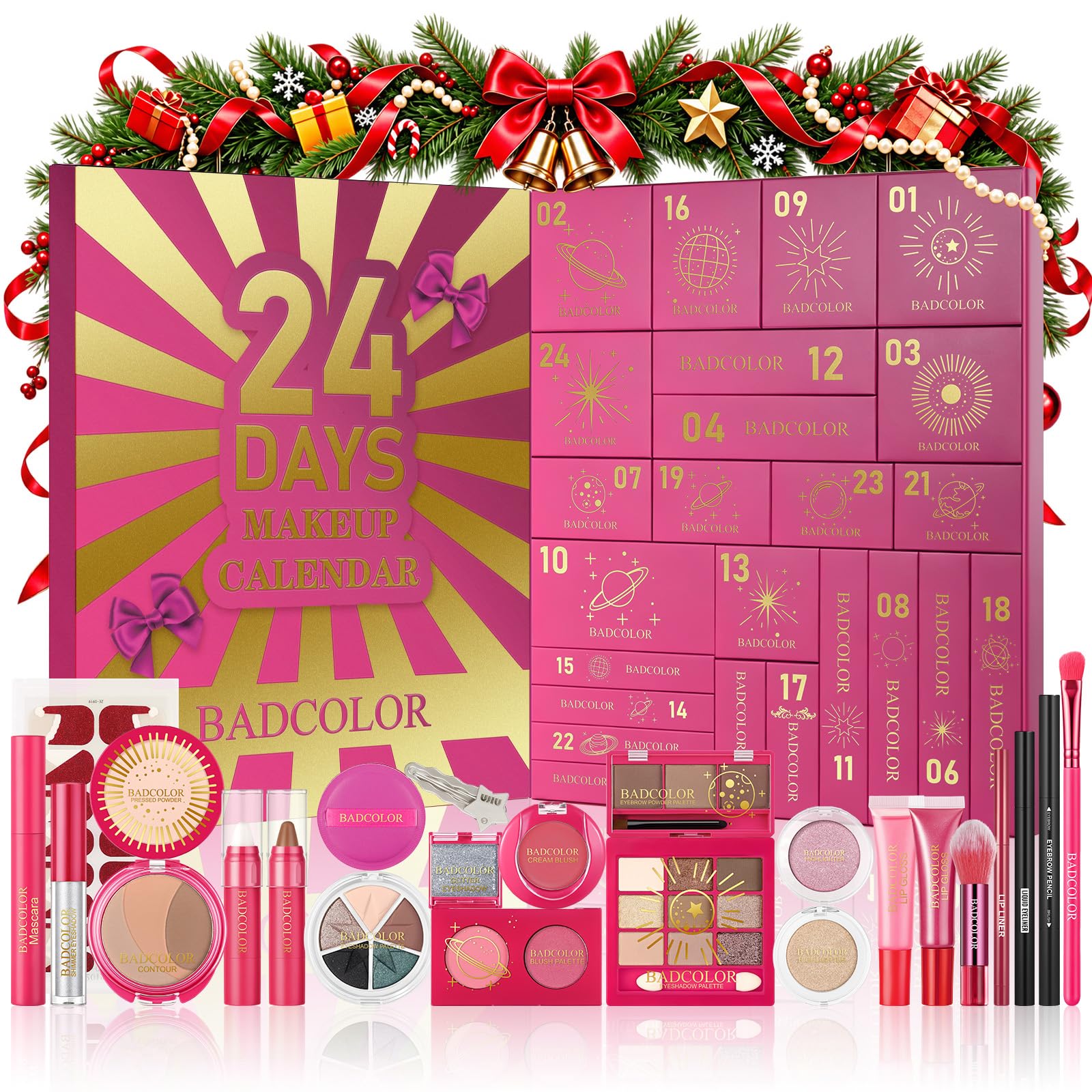Makeup Advent Calendar 2026, 24 Days Christmas Countdown Calendar Gift Kit, Xmas