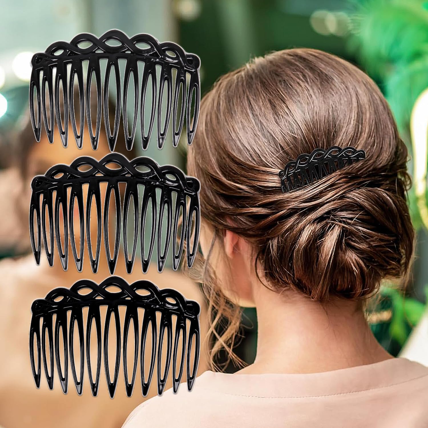 French Hair Side Combs Set of 3 Side Combs for Women Plastic Twist Decorative Ha