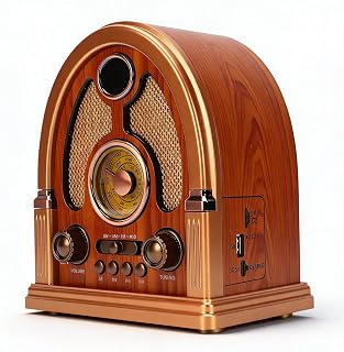 Dpofirs Vintage Portable Radio, AM FM SW Retro Bluetooth Speaker for Home Camping Outdoor Use, 2000mAh (Yellow)