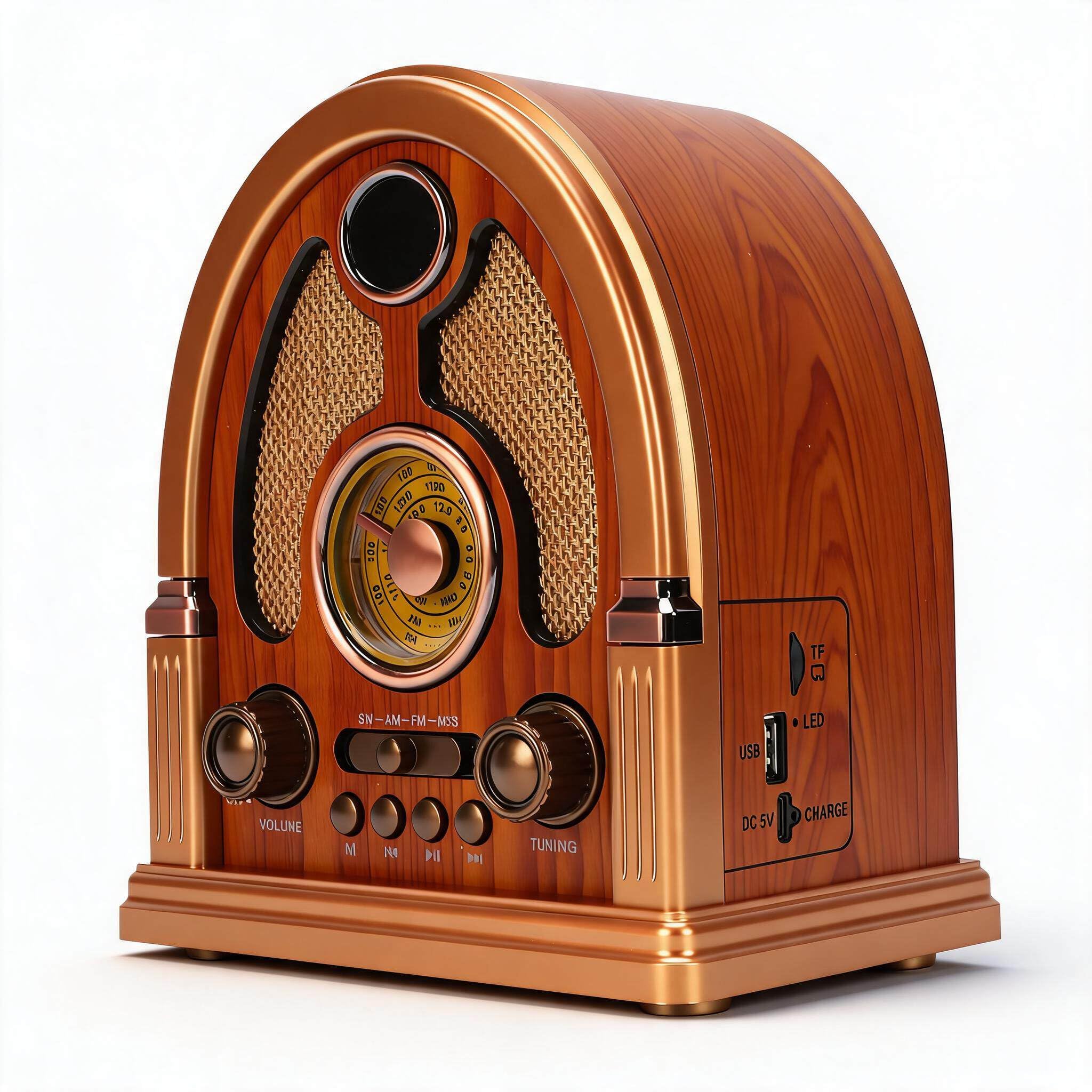 Dpofirs Vintage Portable Radio, AM FM SW Retro Bluetooth Speaker for Home Campin