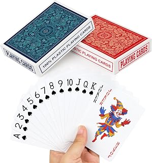 Plastic Playing Cards Waterproof Playing Cards 2 Pack (Blue & Red)