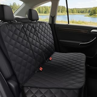 Alfheim Dog Car Back Seat Cover, Waterproof Non-Slip Rear Seat Protector | Durable Washable Travel Hammock Pet Seat Cover with Armrest Opening for Car Trucks SUV (Black)