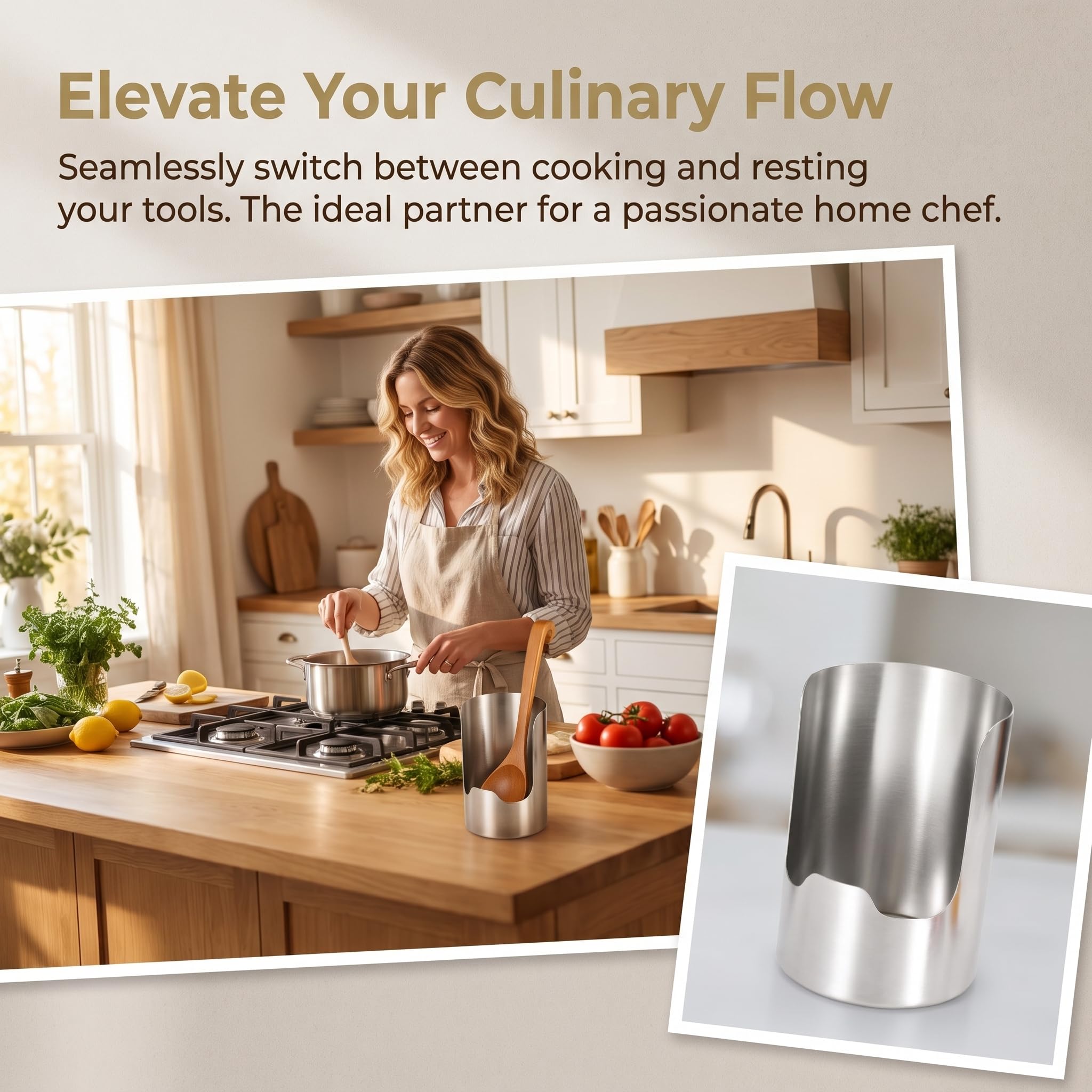 2 In 1 Multi-functional Kitchen Utensil Holder, Heavy Duty Stainless Steel Pot L