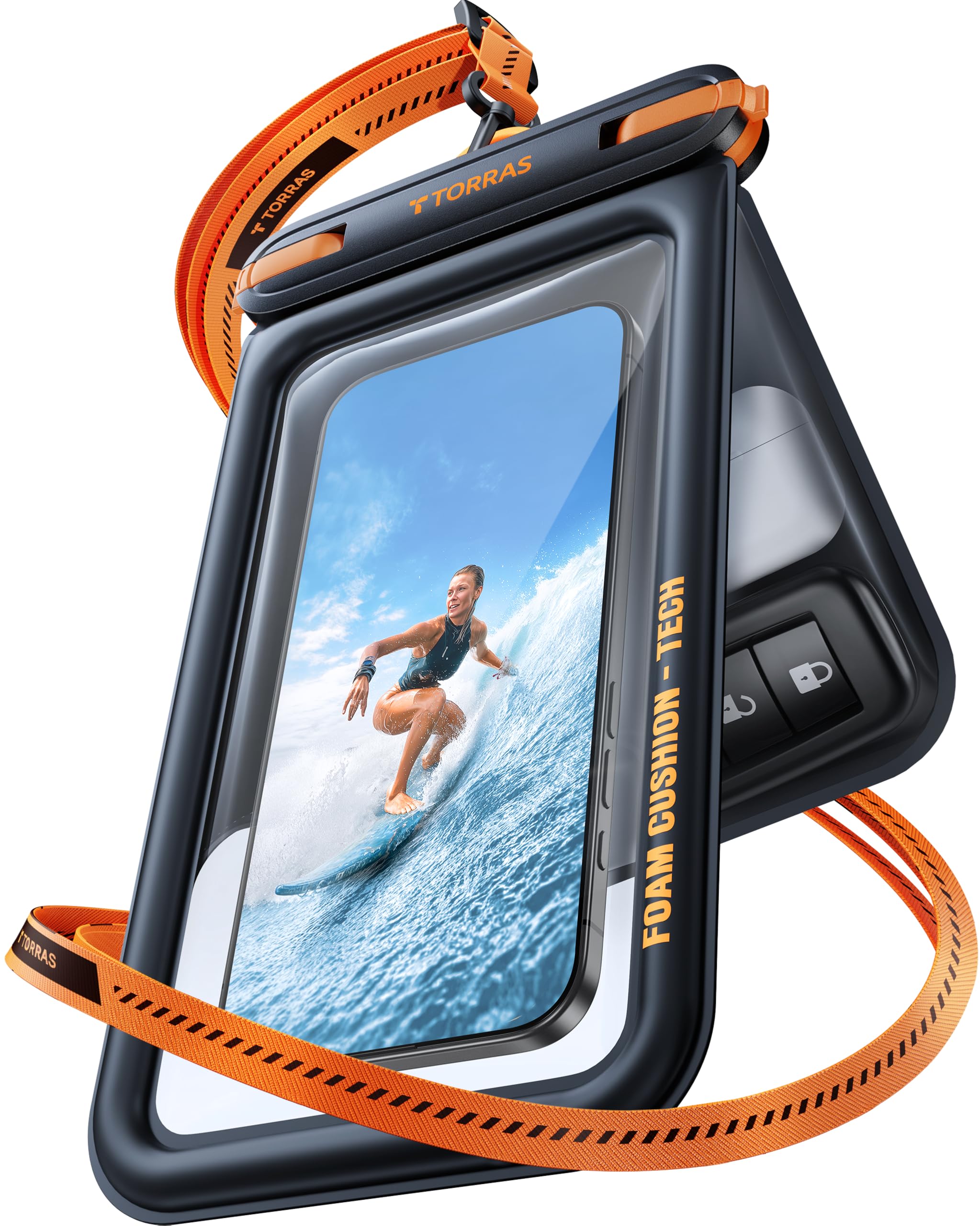 TORRAS IP68 Waterproof Phone Pouch Floating with Double Space 7.0", Black | Wate