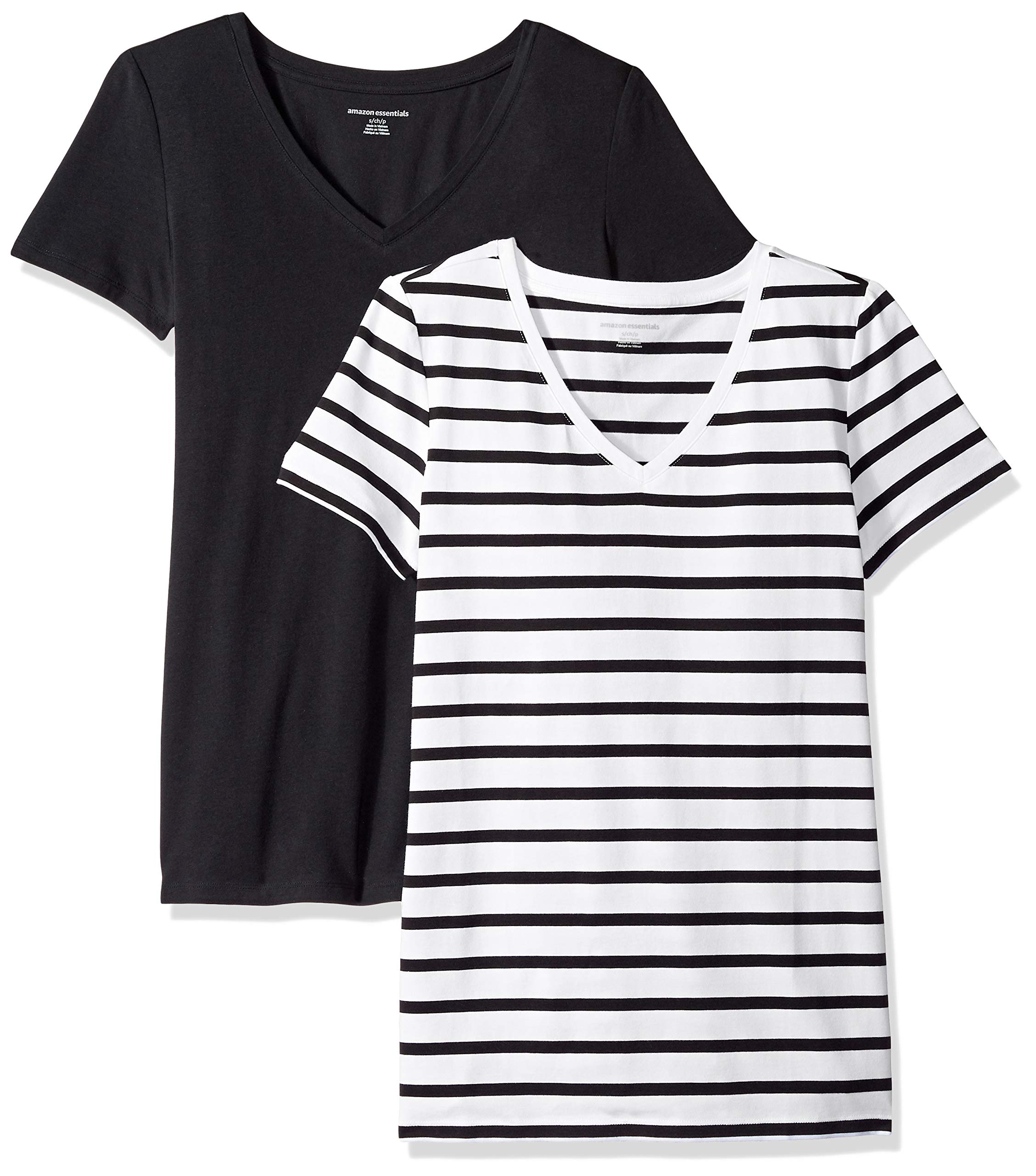 Amazon Essentials Women's Regular-Fit Short-Sleeve V-Neck T-Shirt, Multipacks