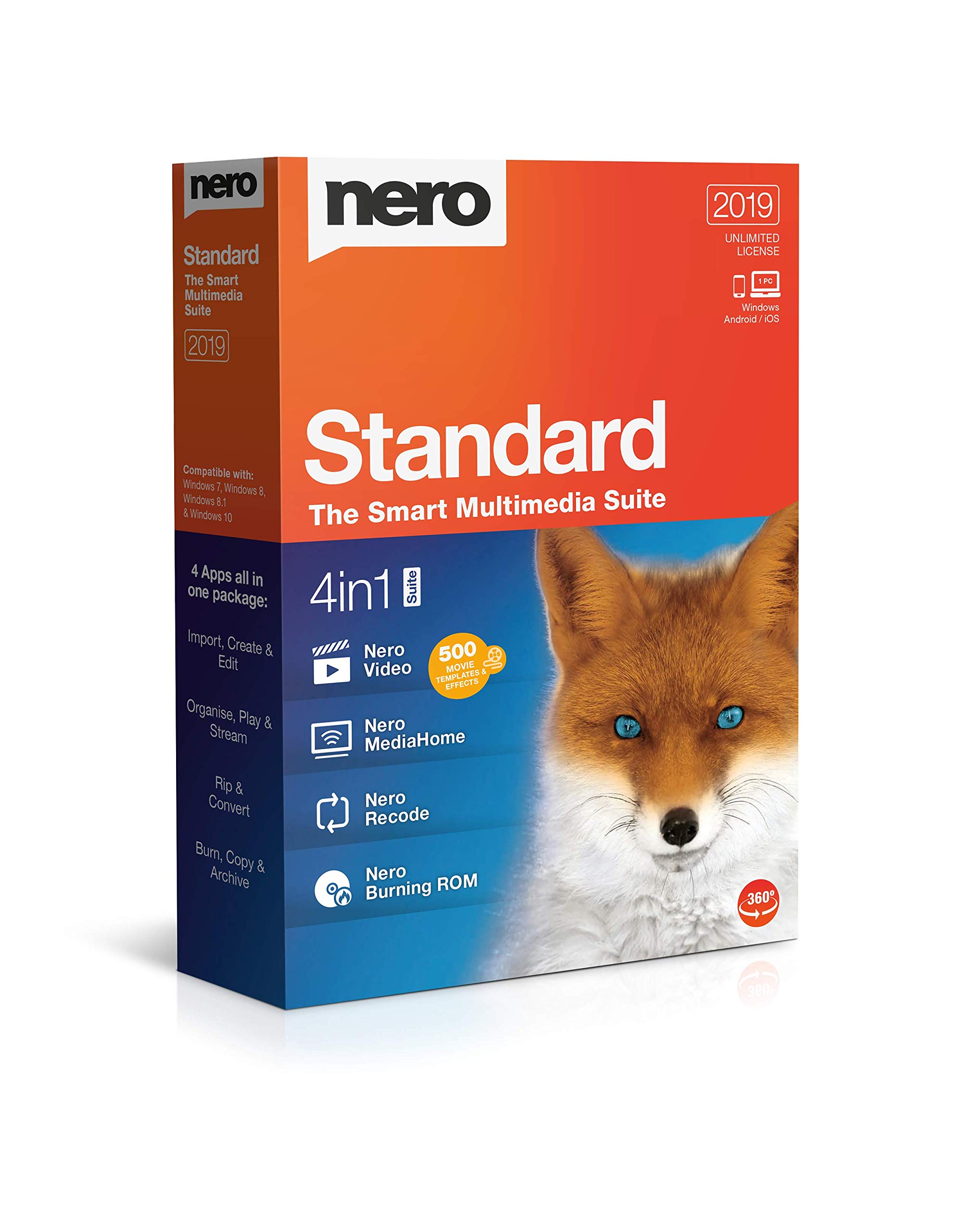 Nero Standard 2019 | 4-in-1 Multimedia Suite | Video Editing, Burning, Backup & 