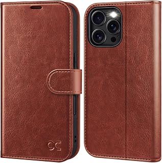 OCASE iPhone 16 Pro Case, Anti-Shock TPU PU Leather Wallet Case, RFID Blocking, Card Slots, Magnetic Closure, Compatible with iPhone 16 Pro (6.3 Inch) - Dark Brown