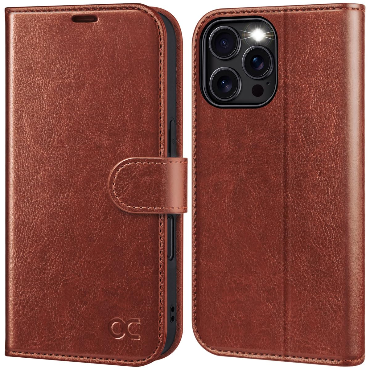 OCASE iPhone 16 Pro Case, Anti-Shock TPU PU Leather Wallet Case, RFID Blocking, 