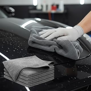 5 Pack Cleaning Cloths, Soft Reusable Cleaning Cloths for Kitchen, Car Interior, Table Surface Cleaning, 25 x 25 cm