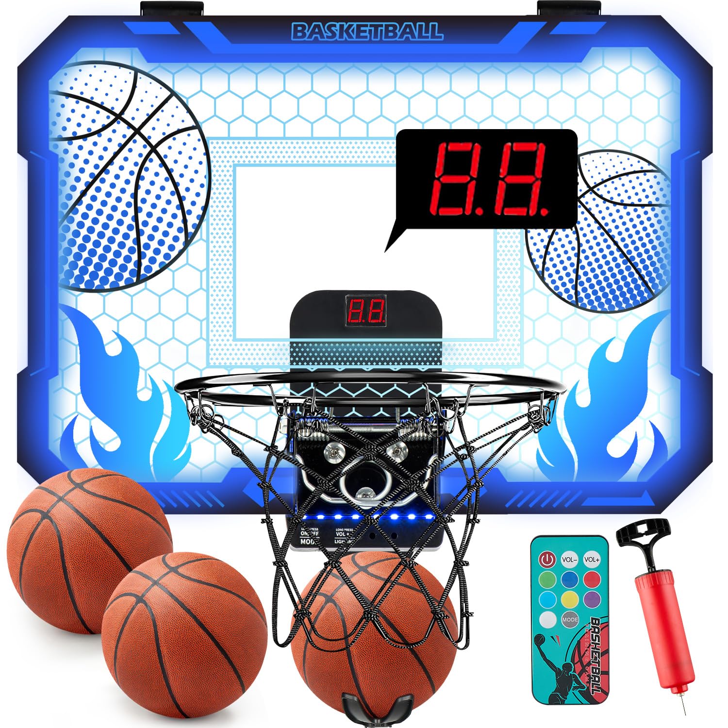 Indoor Basketball Hoop for Kids with Led Lights Mini Basketball Hoop with Remote