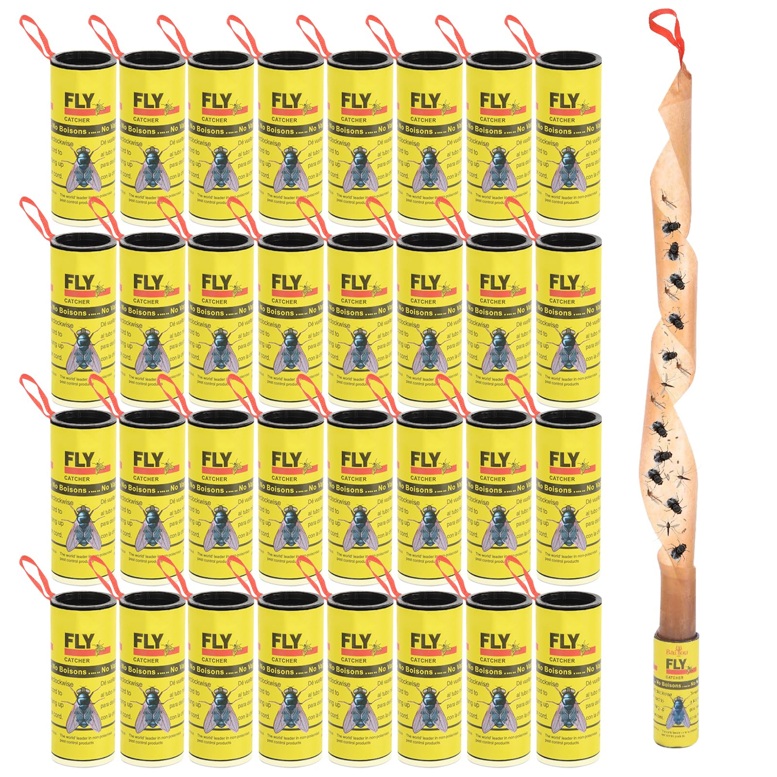 WD&CD 33Pcs Fly Paper Strips Sticky Fly Ribbons Traps Fly Tape Trap Ribbons | fo