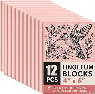 Bobblebro 12 PCS 4"x6" Soft Linoleum Blocks for Printmaking & Stamp Making | Rubber Linocut Block for Stamp Carving, Relief Printing, Handcraft DIY, Journal Decoration and Daily Artistic Practice