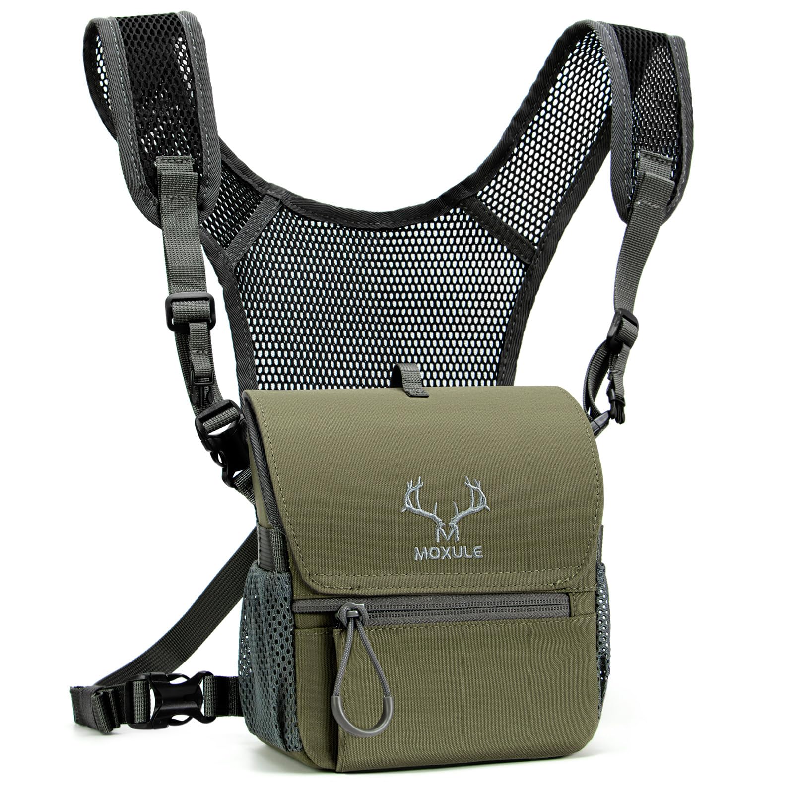 MOXULE Binocular Harness Chest Pack: Bino Case, Magnetic Lid, Rain Cover | Silen