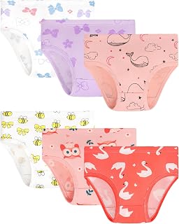 Girls Underwear Little Girls Panties Briefs Comfortable Cotton Soft Cute Pattern 6 Pack for 2-8 Years