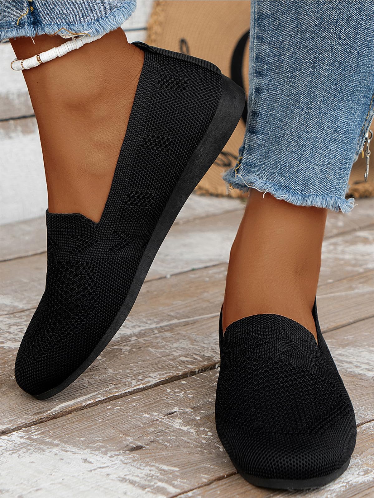 Women's Ballet Flats Knit Dress Shoes Comfortable Casual Dressy Shoes Work Flat 