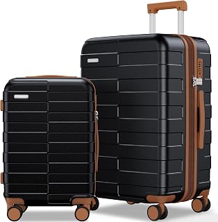 Vipbox Hard Travel Suitcase Set 3 Pieces (3 Years VIP Service) Polycarbonate Expandable Suitcase Set Suitcase Lightweight Durable with 4 Double Swivel Wheels and TSA Lock, Black, 20/24, Classic