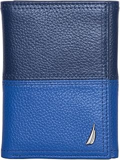Nautica Men's Trifold Wallet | RFID Blocking Protection | ID Window | Card Slots | Genuine Leather | Durable