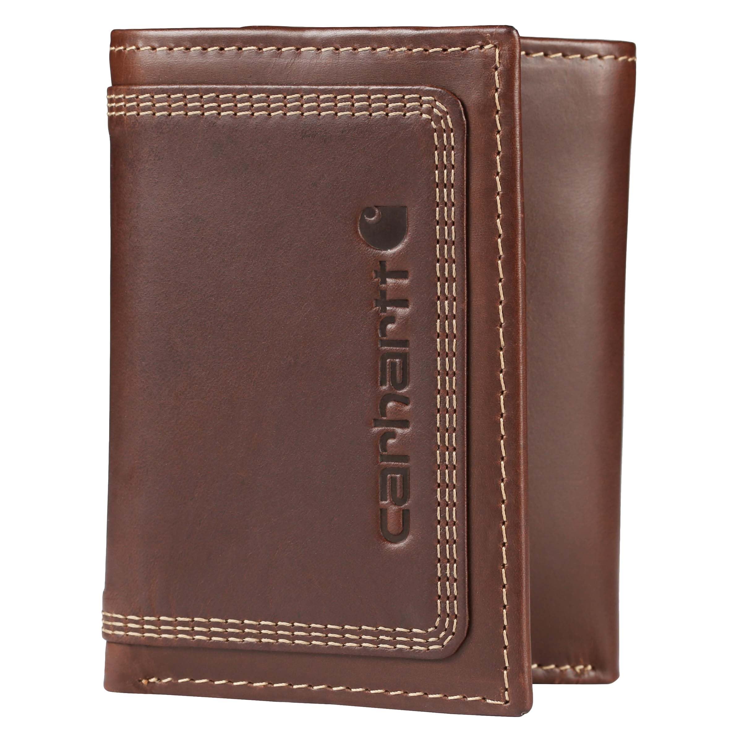 Carhartt Men's Top Grain Leather Trifold, Contrasting Stitch