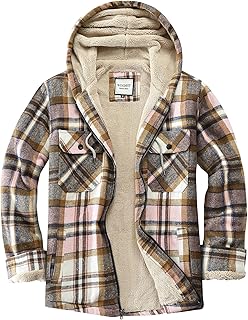 WINDFIT Womens Fleece Flannel Jacket Full Zip Plaid Sherpa Lined Jacket for Women