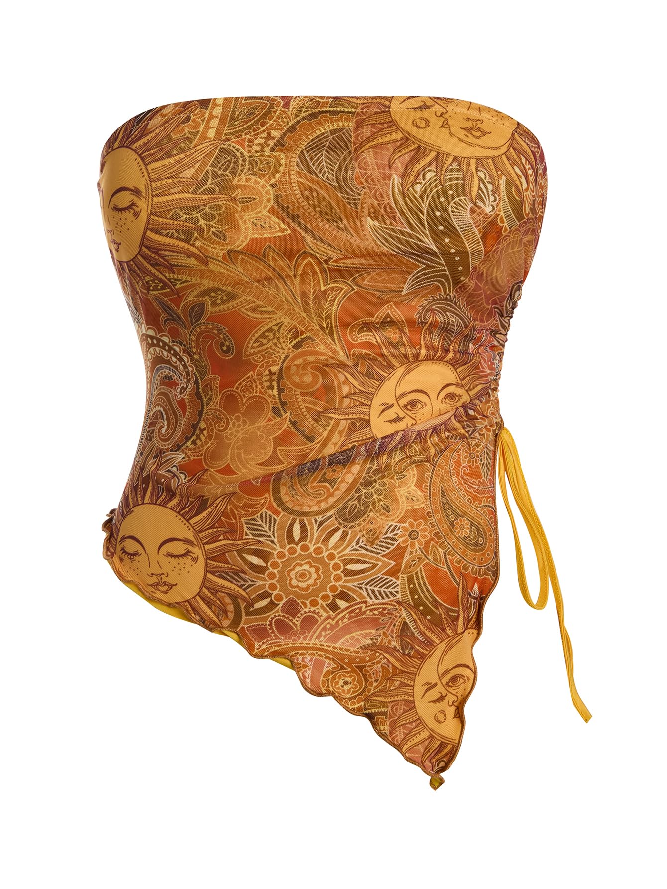 Milumia Women's Boho Crop Top Y2k Asymmetrical Bandana Tube Tops 2000s