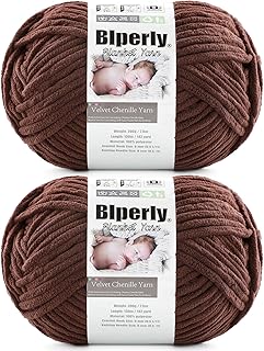 6 Super Bulky Chenille Yarn for Crocheting, Brown Chunky Yarn for Crochet | 2 Pack of 142 Yds, 7 0z Fuzzy Baby Blanket Yarn for Crocheting Plush Fluffy Crochet Yarn for Knitting Amigurumi, Home Decor