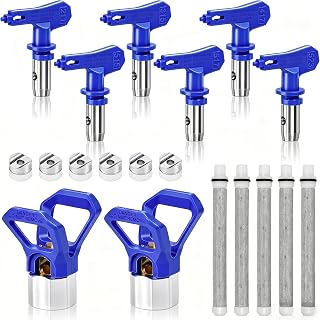 Xygobla 6Pcs Airless Paint Sprayer Tips,Reversible Paint Sprayer Nozzle Tips (211 315 417 515 517 523) with 2 Guards Base Sprayer and 5 Filters,Airless Spray Paint Gun Nozzle Homes Buildings Decks
