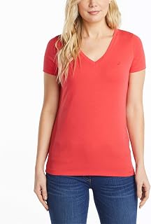 Nautica Damen Easy Comfort V-Neck Supersoft Stretch Cotton Solid T-Shirt T-Shirt