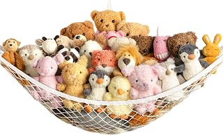 Stuffed Animal Storage Hammock Net for Plushie - Large Corner Toy Hammock Net for Plush Stuffed Animals - Cute Stuff Animal Organizer Holder for Room Decor - Kids Baby Nursery Wall Bedroom Home Decor