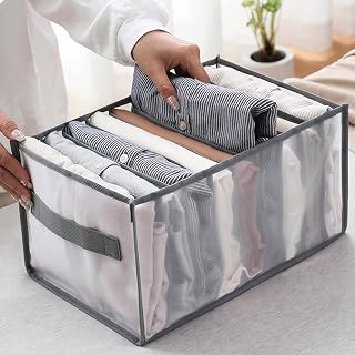 7-Compartment Underwear Storage Box with Breathable Nylon Mesh,Foldable Drawer Organizer for Socks,Lingerie