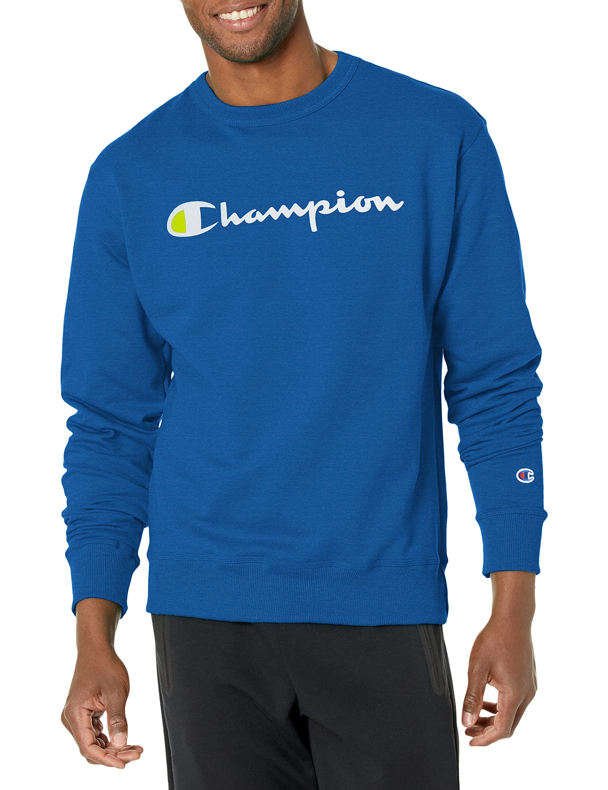 Champion Powerblend Fleece Crew, Script Logo Men's Tracksuit Top