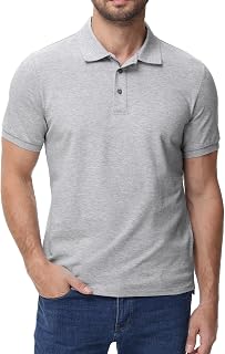 MIER Men's Polo Shirt Cotton Short Sleeve Golf Tennis Polo Shirt with Collar for Work Travel 3 Button Ultra Soft