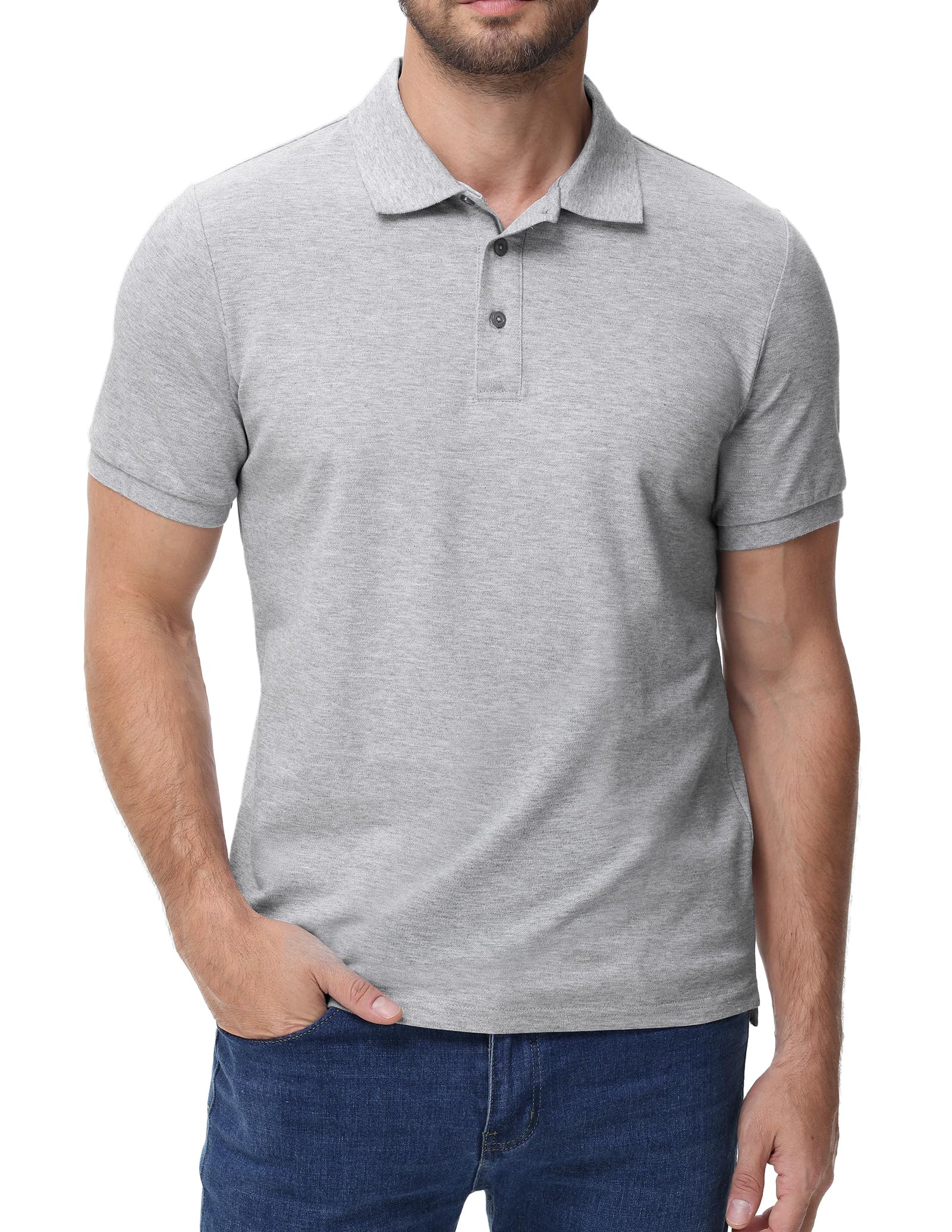 MIER Men's Polo Shirt Cotton Short Sleeve Golf Tennis Polo Shirt with Collar for