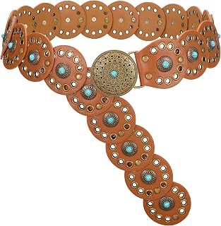 TRIWORKS Women Western Belts Concho Wide Cowgirl Disc Belt