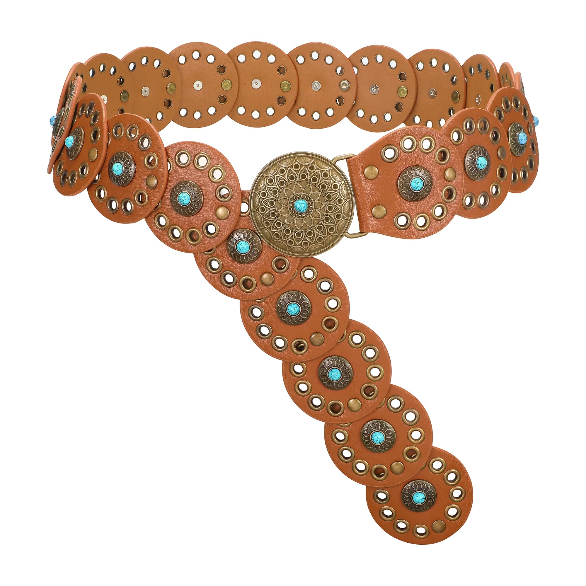 TRIWORKS Women Western Belts Concho Wide Cowgirl Disc Belt