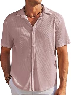 Coofandy Men's Casual Summer Short Sleeve Button Down Shirt